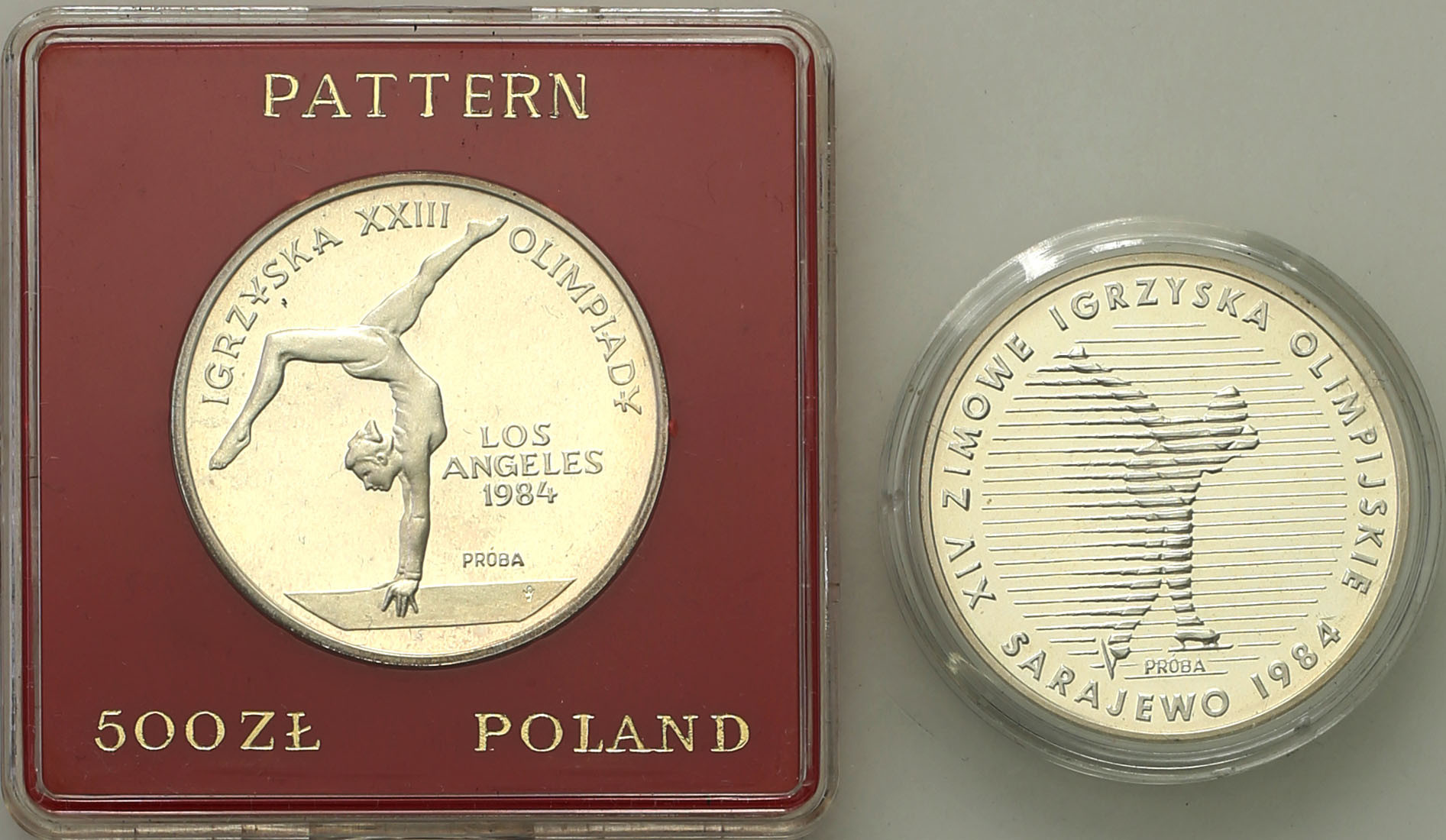 PRL. PRÓBA Srebro 500 złotych 1983 Los Angeles, Sarajewo, zestaw 2 monet